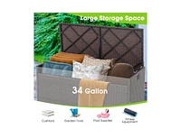 Slickblue 34 Gallon Patio Storage Bench with Seat Cushion and Zippered Liner