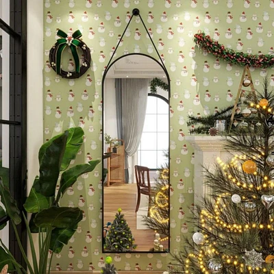 Homlux Arched Wall Mounted Mirror 16"x48" in Black