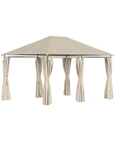 Elegant 13'x10' Outdoor Gazebo with Removable Curtains and Canopy Top