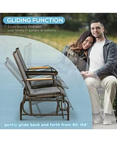 Breezy Glider Loveseat with Built-In Table for Patio Conversations