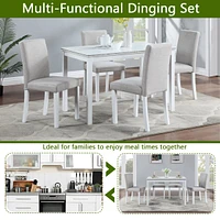 Elegant 5-Piece Dining Set with Acrylic Crystals and Upholstered Chairs