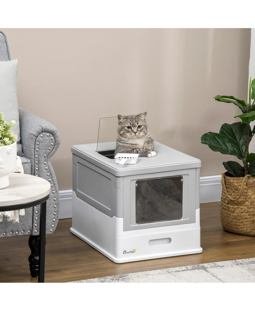 Streamdale Furniture Fully Enclosed Covered Private Cat Litter Box with Pull Tray and Double Doors