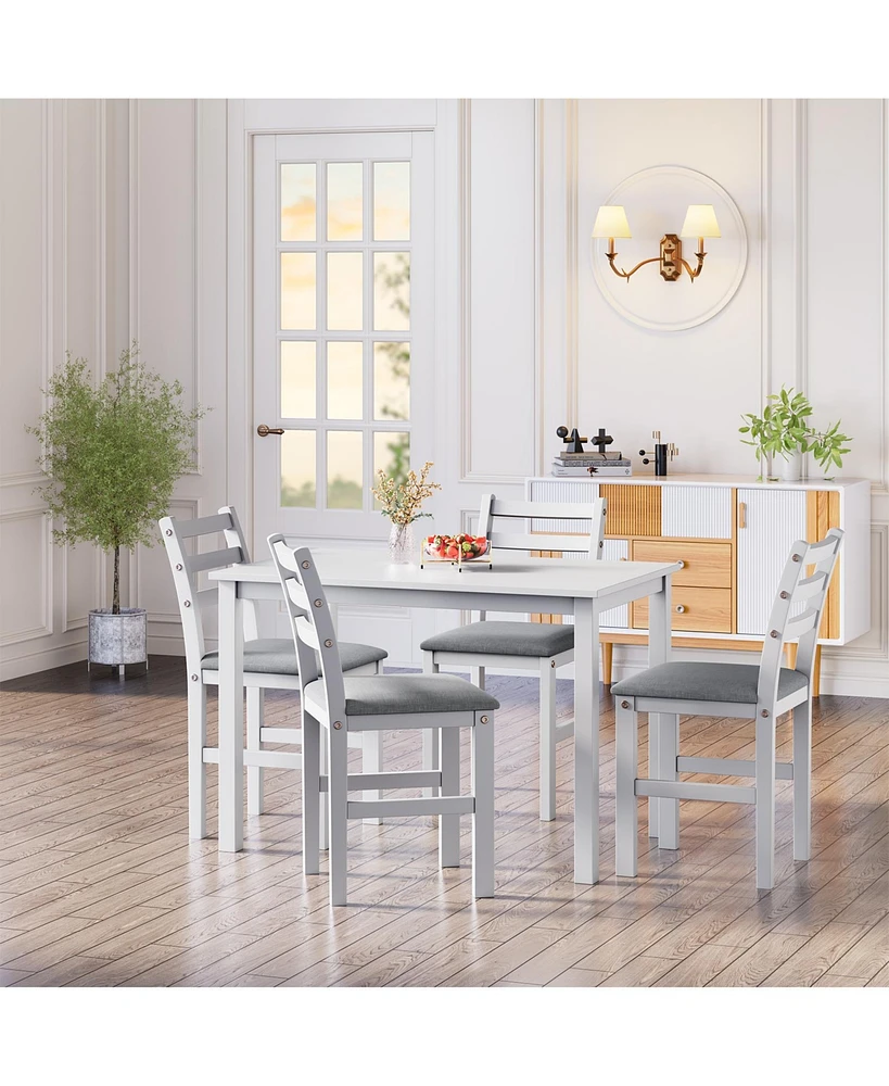 Simplie Fun Contemporary Dining Table Set with 4 Upholstered Chairs