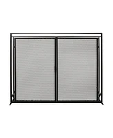 Streamdale Furniture Matte Black Modern Iron Fireplace Screen with Access Doors