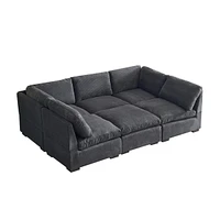 Modular Velvet Sofa Set (6-Piece) | Customizable Seating for Pure Comfort