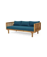 Acacia Wood Daybed with Slat Paneling and Water-Resistant Cushions
