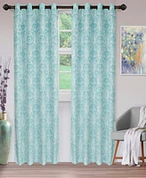 Superior Lotus Jacquard Classic Floral Damask Window Curtain Panel Set with Grommet Header, 52 X 96