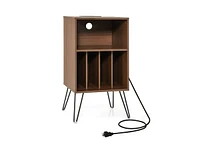 Slickblue Record Player Stand with Charging Station for Living Room Bedroom