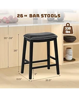 Slickblue 26 Inch Counter Height Bar Stool Set of 2 with Upholstered Seat
