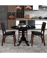 Slickblue Wooden Dining Table with Round Tabletop and Curved Trestle Legs