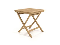 Slickblue 27.5 Inch Indonesia Teak Patio Bistro Table with Slatted Tabletop and Sturdy Wood Frame