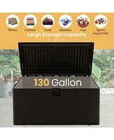 Slickblue 130 Gallon Patio All Weather Storage Container with Lockable Lid-Brown