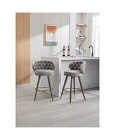 Set of 2 Solid Wood Counter Height Bar Stools