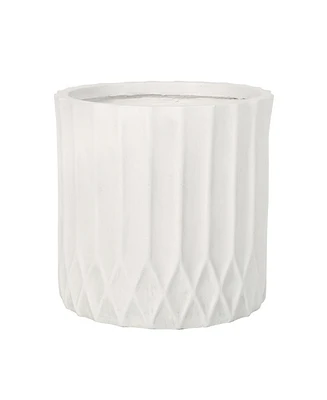 Simplie Fun Sleek Concrete Planter Natural Stone Finish, Pleated Design, Durable and Stylish