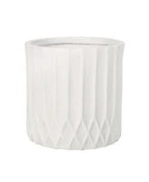 Simplie Fun Sleek Concrete Planter Natural Stone Finish, Pleated Design, Durable and Stylish