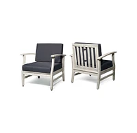 Simplie Fun Modern Outdoor Acacia Wood Club Chair with Water-Resistant Fabric Cushions