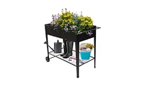 Simplie Fun Aveyas Mobile Metal Raised Garden Bed Cart with Legs, Elevated Tall Planter Box with Wheels for Outdoor Indoors House Patio Backyard Veget