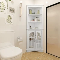 Spacious 3-Tier Corner Cabinet with Antiqued Glass for Versatile Storage