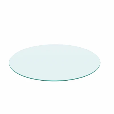 Simplie Fun Round Tempered Glass Table Top Clear Glass