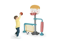 Slickblue 3-in-1 Height Adjustable Basketball Stand Set with Soccer and Roller