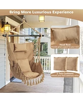 Slickblue Hanging Rope Swing Chair with Soft Pillow and Cushions