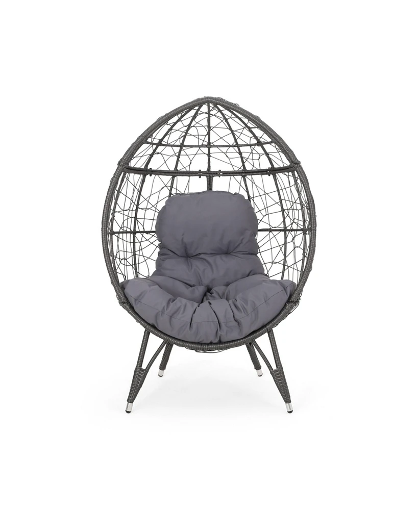 Simplie Fun Gianni Teardrop Wicker Chair w/ Outdoor Cushion