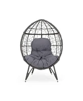 Simplie Fun Gianni Teardrop Wicker Chair w/ Outdoor Cushion