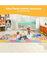 Slickblue 75 Pieces Baby Foam Interlocking Play Mat with Fence with Detachable Numbers