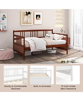 Twin Size Wooden Slats Daybed Bed with Rails