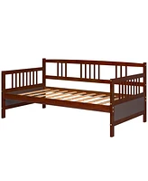 Sugift Twin Size Wooden Slats Daybed Bed with Rails