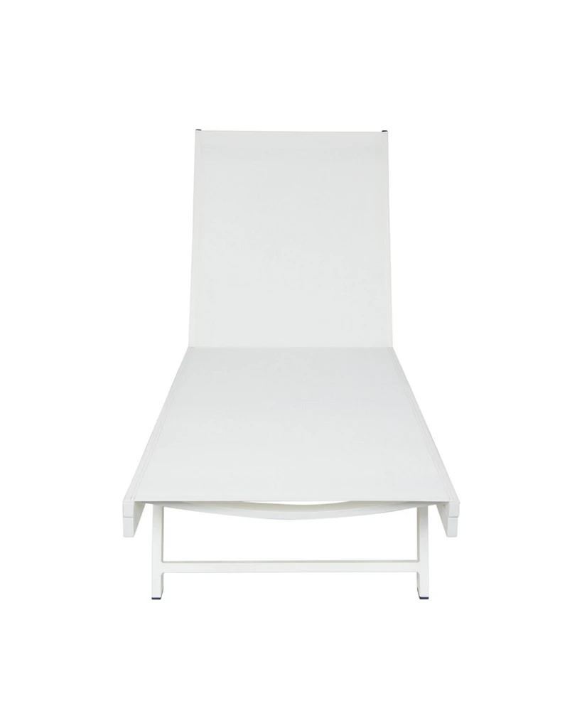 Simplie Fun White Mesh Chaise Lounge for Outdoor Relaxation and Sunbathing