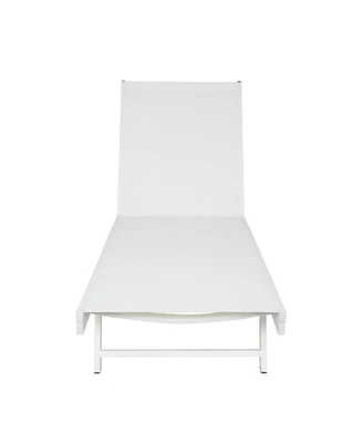 Simplie Fun White Mesh Chaise Lounge for Outdoor Relaxation and Sunbathing