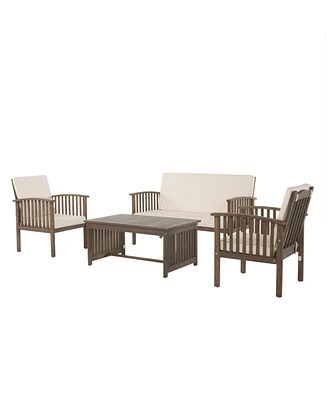 Simplie Fun Indulge in Outdoor Luxury Durable Acacia Set with Water-Resistant Cushions