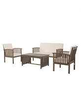 Simplie Fun Indulge in Outdoor Luxury Durable Acacia Set with Water-Resistant Cushions