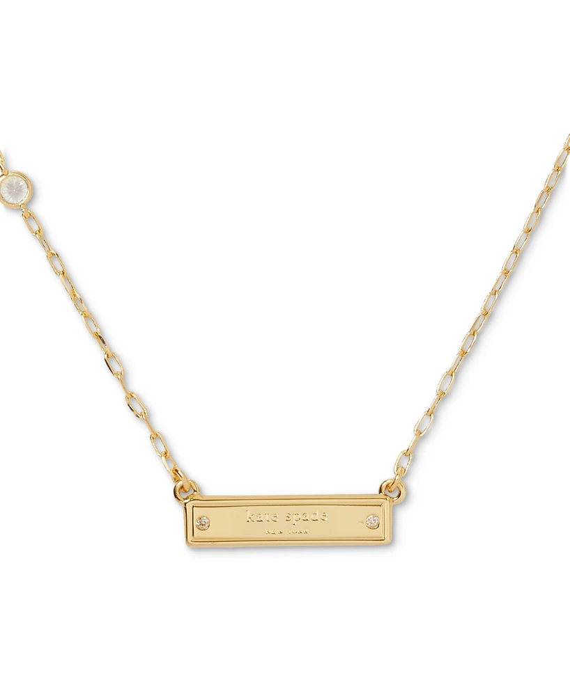 kate spade new york Gold-Tone Sam Icon Bar Pendant Necklace, 16" + 3" extender