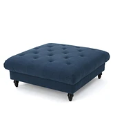 Plush and Versatile Velvet Ottoman with Tufted Top