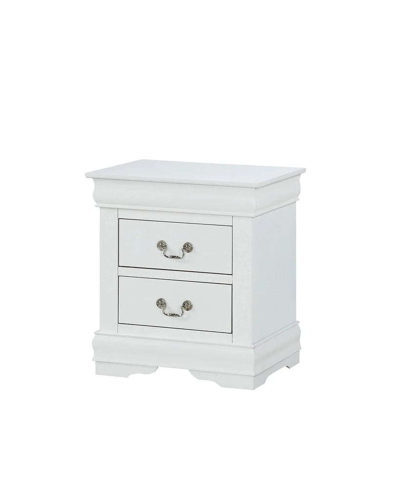 Simplie Fun Louis Philip Style Two-Drawer Nightstand with Rich Finish