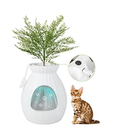 Slickblue Smart Plant Cat Litter Box with Electronic Odor Removal and Sterilization- White