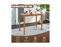 Slickblue 48 Inch x 24 Inch Rectangular Outdoor Eucalyptus Wood Bar Table for 4 People