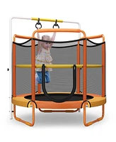 Slickblue 5 Feet Kids 3-in-1 Game Trampoline with Enclosure Net Spring Pad