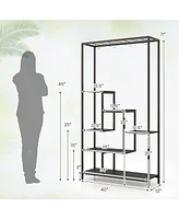 Slickblue 6-Tier Tall Plant Stand 71" Metal Indoor Shelf with 10 Hanging Hooks