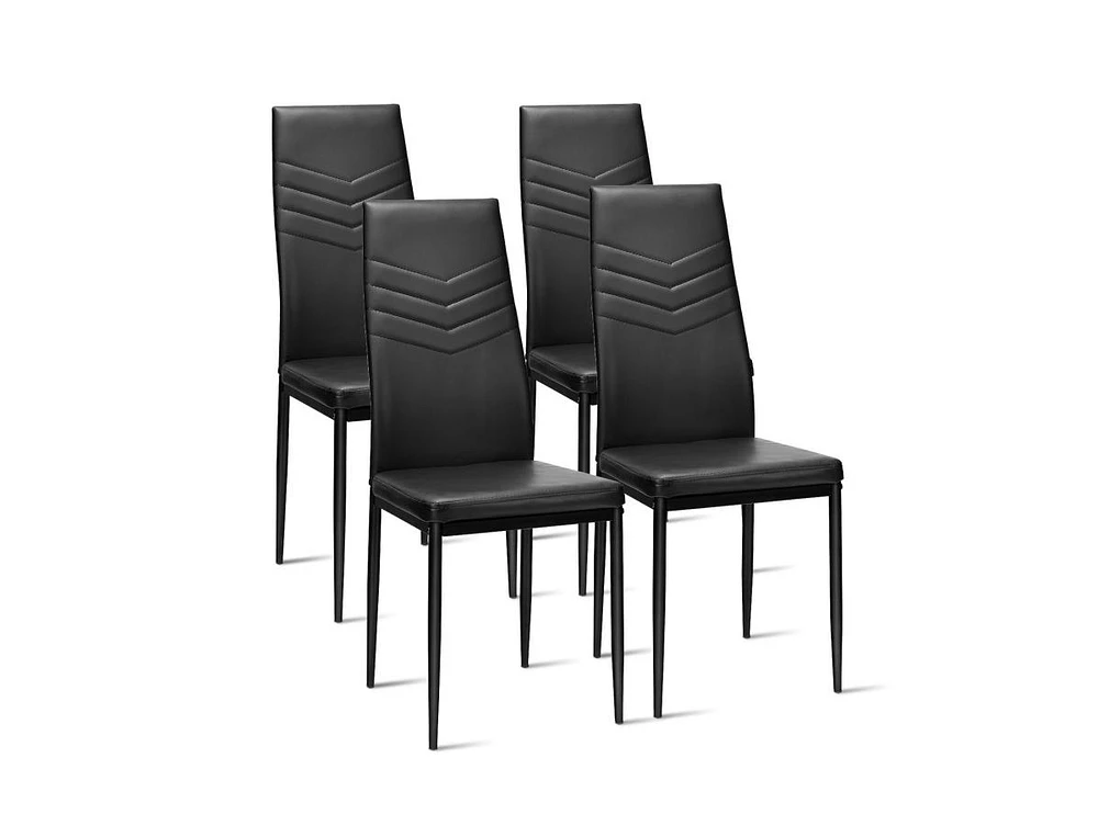 Slickblue Set of 4 High Back Dining Chairs with Pvc Leather and Non-Slip Feet Pads