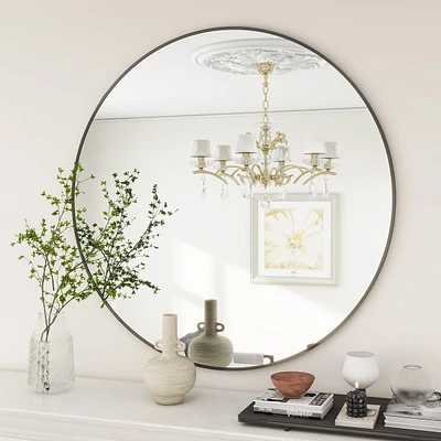 Homlux Round Wall Mounted Mirror 20"x20" in Black