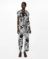 Mango Women's Bow Detail Printed Jumpsuit