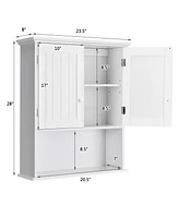 Sugift 2-Door Wall Mount Bathroom Storage Cabinet with Open Shelf