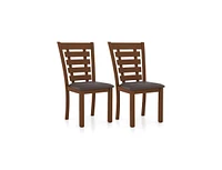 Slickblue Wooden Dining Chairs Set of 2 with Upholstered Seat and Rubber Wood Frame-Brown