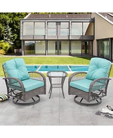 Mondawe 3 Pieces Outdoor Furniture Modern Wicker Set,Outdoor Conversation Set with Cushions