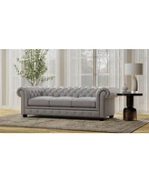 Nice Link Alexandon 95" Chesterfield Chair in Light Grey Italian Leather with Nailhead