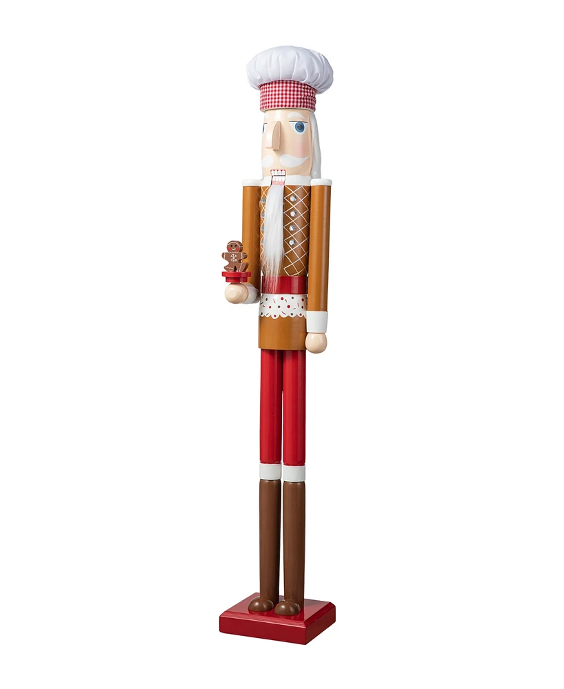 Glitzhome 42 H Wooden Christmas Gingerbread Chef Nutcracker