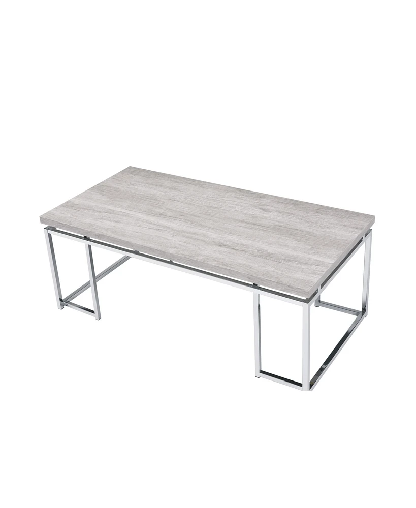 Simplie Fun Chafik Coffee Table, Natural Oak & Chrome